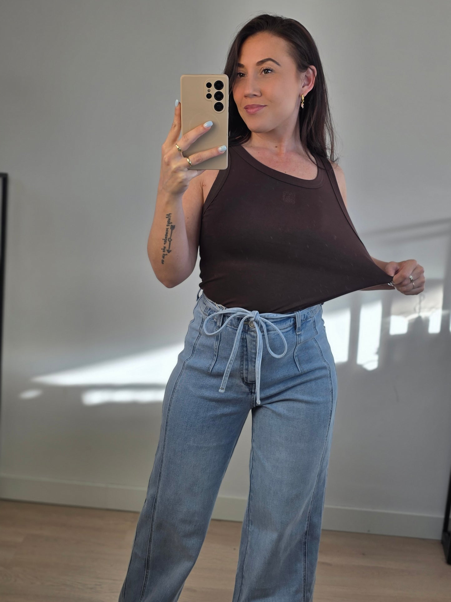 Basic stretch top brown
