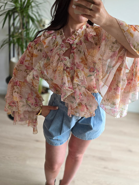 Pastel ruffle blouse