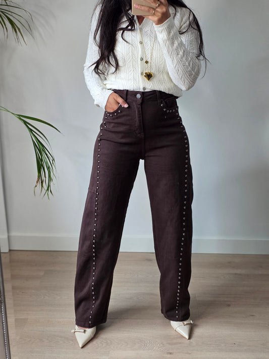 Ballon studs jeans brown