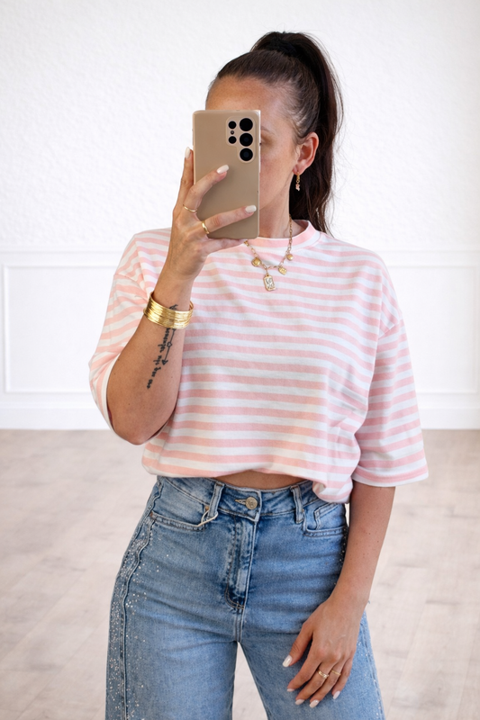 Striped shirt zacht roze