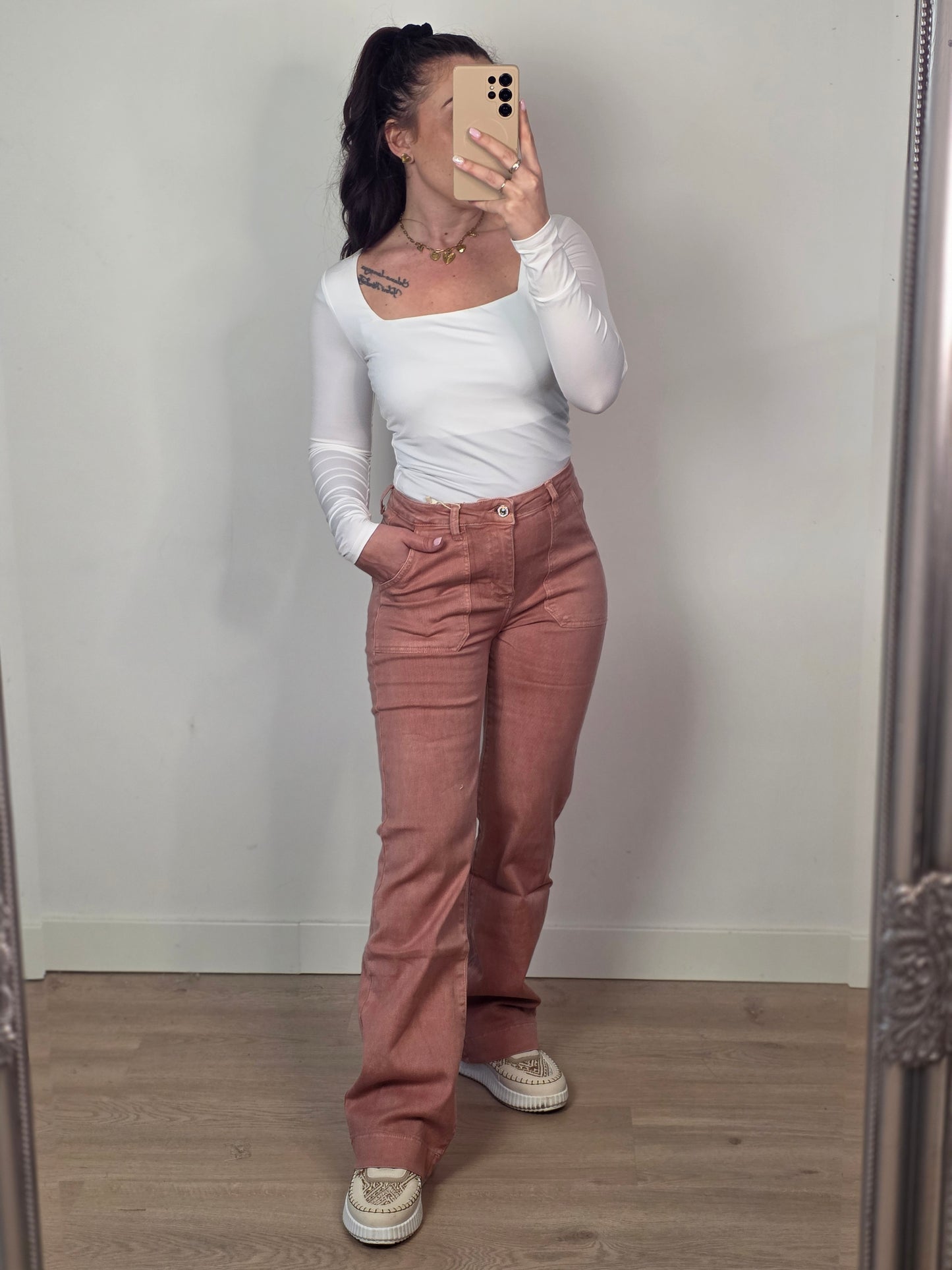 Wide leg terracotta roze