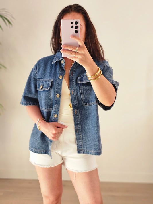 Azzurro dark denim blouse