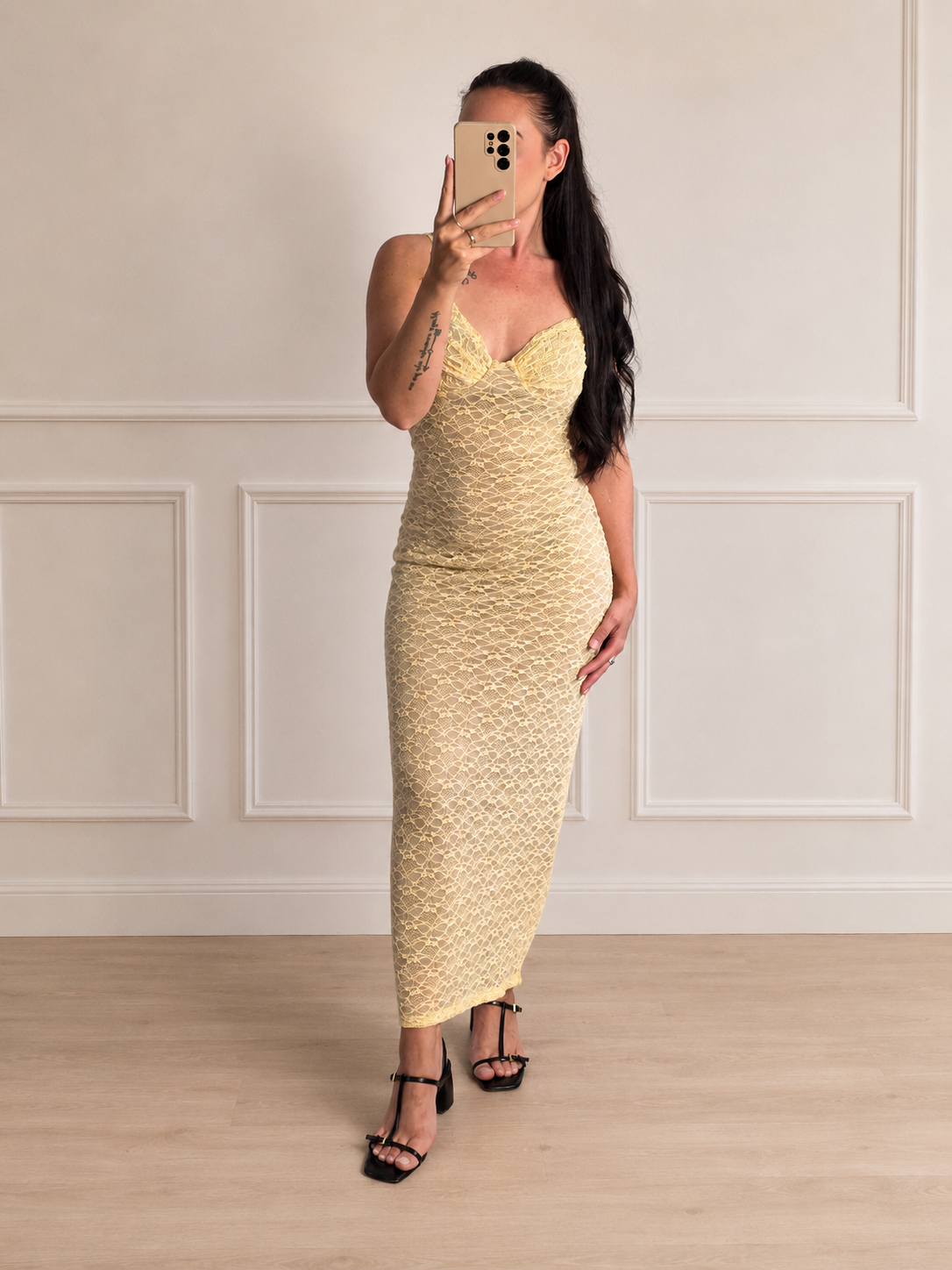 Butter yellow lace dress